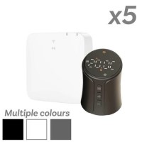 electriQ Smart TRV Valves (Pack of 5 Valves) with Zigbee Hub - 1 x Black / 1 x White / 3 x Anthracite