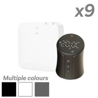 electriQ Smart TRV Valves (Pack of 9 Valves) with Zigbee Hub - 1 x Black / 1 x White / 7 x Anthracite