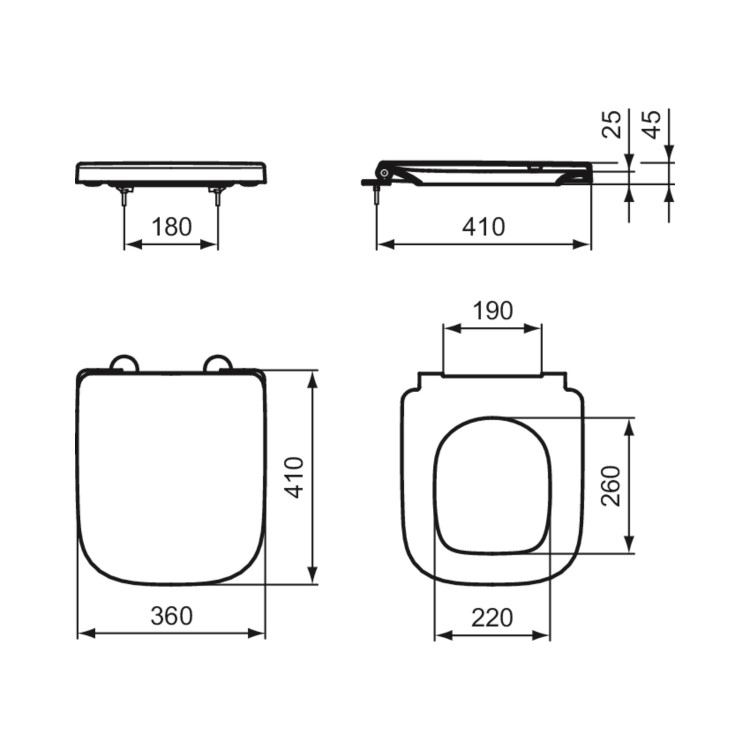 Ideal Standard i.life S Close Coupled Rimless Short Projection Closed Back Toilet With Soft Close Seat