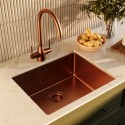 BUN/TAMCOP530/85554 Single Bowl Copper Stainless Steel Undermount Kitchen Sink with Kitchen Mixer Tap Set - Enza