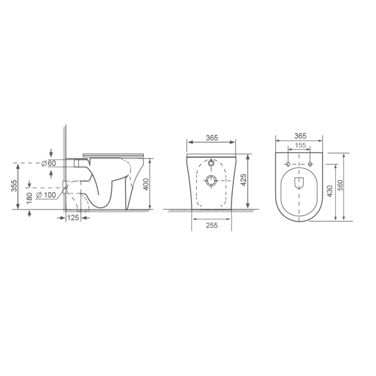 Back To Wall Rimless Toilet with Tornado Flush  - Tanya