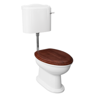 Traditional Low Level Toilet with Mahogany Toilet Seat Traditional Low Level Toilet with Mahogany Toilet Seat