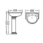 Traditional 1 Tap Hole Full Pedestal Sink - 625mm Wide