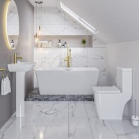 Modern Freestanding 1300mm Bath Suite with Toilet & Basin - Tetra Modern Freestanding 1300mm Bath Suite with Toilet & Basin - Tetra