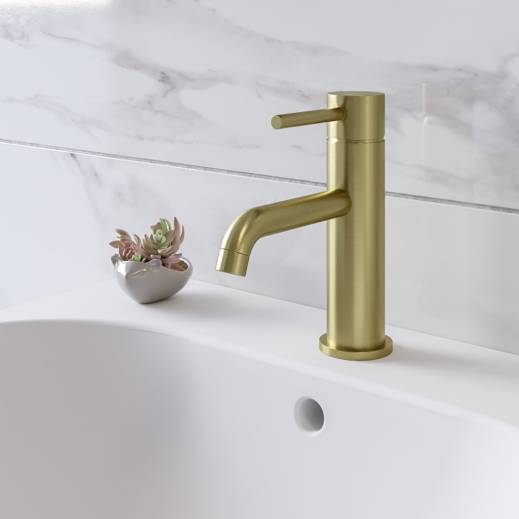 ONLY OPENED - Brushed Brass Cloakroom Mono Basin Mixer Tap - Arissa