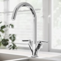 Chrome Dual Lever Monobloc Kitchen Mixer Tap - Essence Hector Chrome Dual Lever Monobloc Kitchen Mixer Tap - Essence Hector