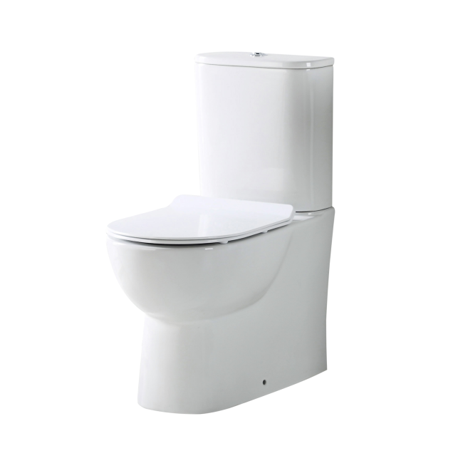 Rimless Close Coupled Back to Wall Toilet with Soft Close Seat