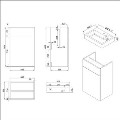 500mm Black Cloakroom Toilet and Sink Unit with Square Toilet and Brushed Brass Fittings  - Valetta