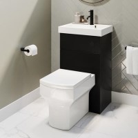 500mm Black Cloakroom Toilet and Sink Unit with Black Fittings - Valetta 500mm Black Cloakroom Toilet and Sink Unit with Black Fittings - Valetta