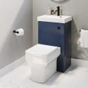 BUN/VALETUBL/89103 500mm Blue Cloakroom Toilet and Sink Unit with Black Fittings - Valetta