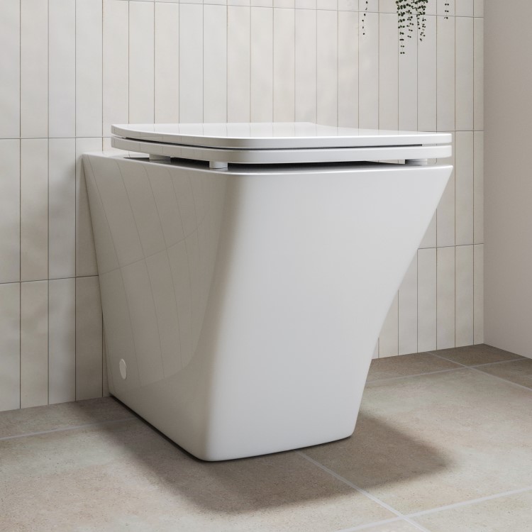 500mm White Cloakroom Toilet and Sink Unit with Square Toilet and Black Fittings - Valetta