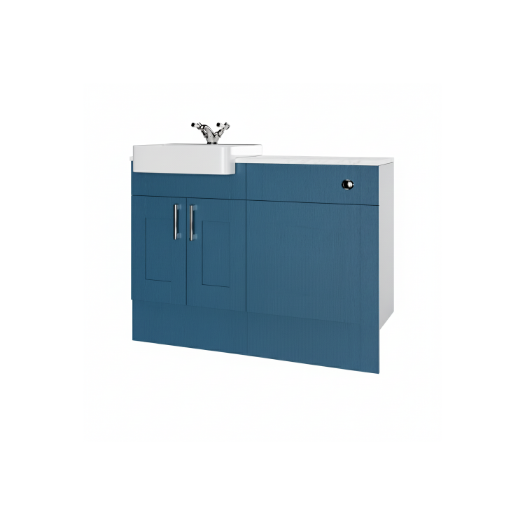 1200mm Blue Toilet and Sink Unit with Chrome Fittings - Vancouver