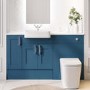 1500mm Blue Toilet and Sink Unit with Storage Unit & Chrome Fittings - Vancouver