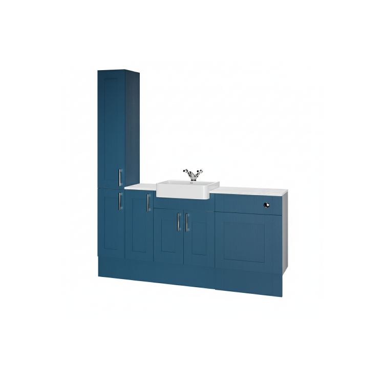 1800mm Blue Toilet and Sink Unit with Storage Units & Chrome Fittings - Vancouver