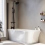 Freestanding Shower Bath Single Ended Left Hand Corner with Matt Black Bath Screen 1700 x 750mm - Vigo