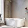 Freestanding Shower Bath Single Ended Left Hand Corner with Brushed Brass Bath Screen 1700 x 750mm - Vigo