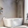 Freestanding Shower Bath Single Ended Right Hand Corner with Chrome Bath Screen 1700 x 750mm - Vigo