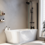 Freestanding Shower Bath Single Ended Right Hand Corner with Matt Black Bath Screen 1700 x 750mm - Vigo