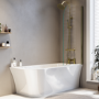 Freestanding Shower Bath Single Ended Right Hand Corner with Brushed Brass Bath Screen 1700 x 750mm - Vigo
