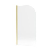ONLY OPENED - Brushed Brass Hinged Shower Bath Screen 1450 x 775mm - Taurus
