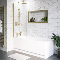 Jersey J Shaped Right Hand Bath 1700mm x 750 with Front Panel and Hinged Brushed Brass Screen Jersey J Shaped Right Hand Bath 1700mm x 750 with Front Panel and Hinged Brushed Brass Screen