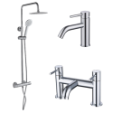 BUN/VIRARDCH/90669 Chrome Shower Bath and Basin Tap Set - Arissa