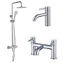 Chrome Shower Bath and Basin Tap Set - Arissa