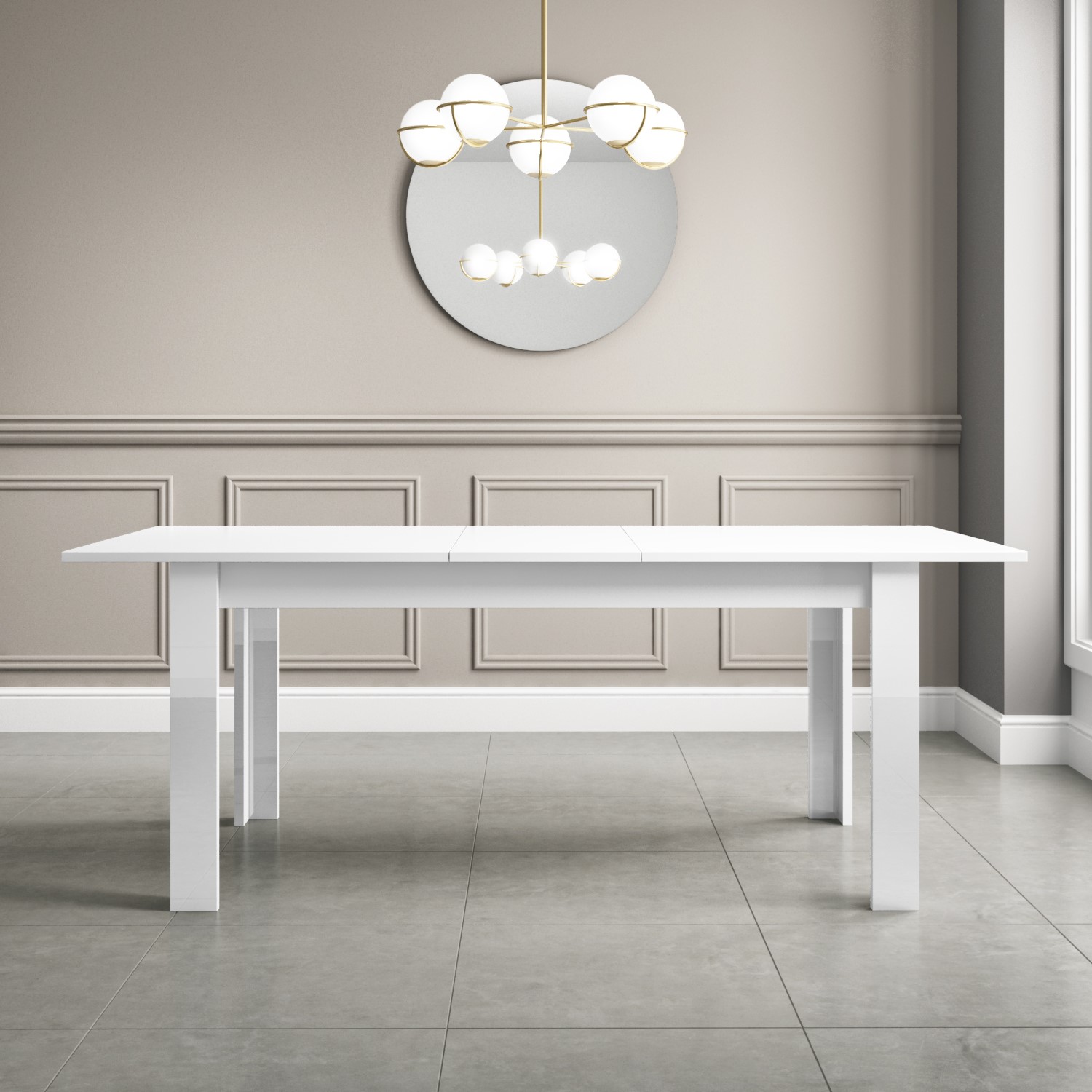 Vivienne White High Gloss Kitchen Dining Table + 6 Grey ...