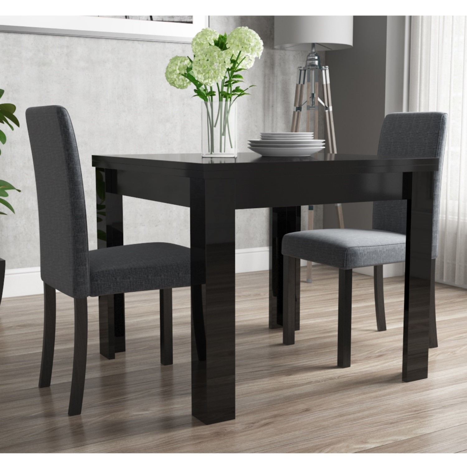 Flip Top Dining Table In Black High Gloss With 2 Grey Chairs Bun Viv004a 70576 5056096014846 Ebay Flip Top Dining Table In Black High Gloss With 2 Grey Chairs Bun Viv004a 70576 5056096014846 Ebay