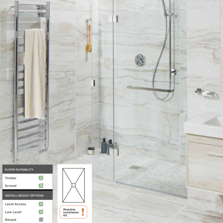 1200x900mm Wet Room Tileable Shower Tray Former 30mm with Square Centre Drain - Live Your Colour