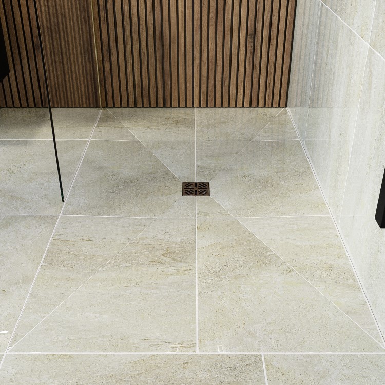 1600x900mm Wet Room Tileable Shower Tray with Wet Room Install & Square Centre Waste Drainage Kit