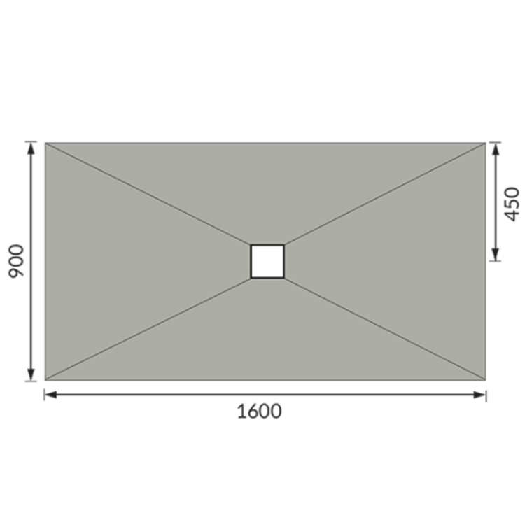 1600x900mm Wet Room Tileable Shower Tray with Wet Room Install & Square Centre Waste Drainage Kit