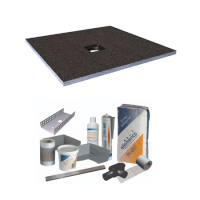 900x900mm Wet Room Tileable Shower Tray with Wet Room Install & Square Centre Waste Drainage Kit