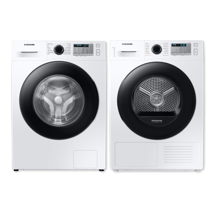 Samsung 9kg Freestanding Washing Machine and 9kg Freestanding Heatpump Tumble Dryer - White