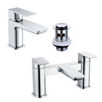 Chrome Bath and Basin Tap Set with Basin Waste- Zana