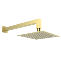 Brushed Brass 200mm Rainfall Square Shower Head & Arm - Zana Brushed Brass 200mm Rainfall Square Shower Head & Arm - Zana
