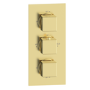 Brushed Brass 2 Outlet Thermostatic Bath Mixer Shower Set With Hand Shower and Bath Filler Spout - Zana