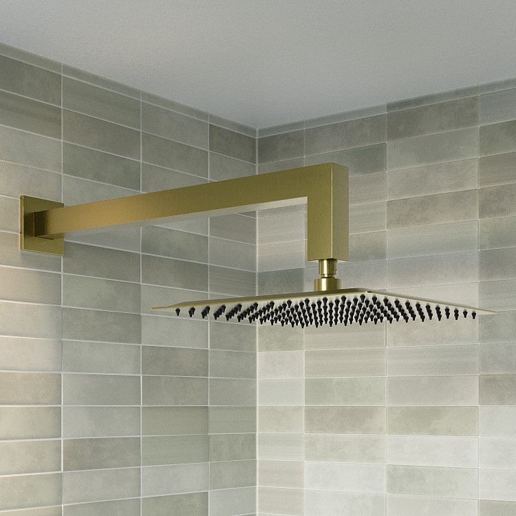 Brushed Brass 1 Outlet Wall Mounted Thermostatic Mixer Shower Set - Zana