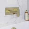 Brushed Brass Wall Mounted Basin Tap - Zana
