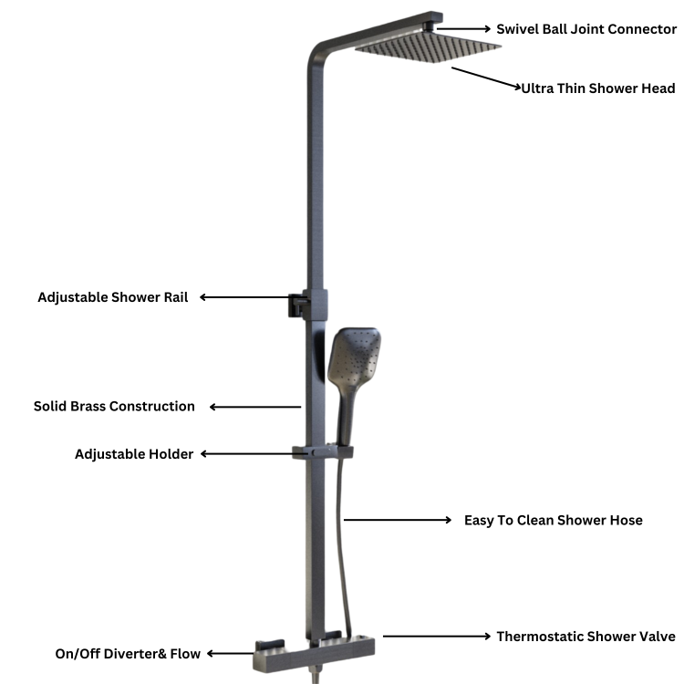 Gunmetal Bathroom Taps Pack With Shower - Zana
