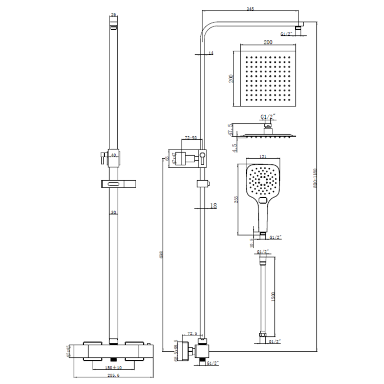 Gunmetal Bathroom Taps Pack With Shower - Zana