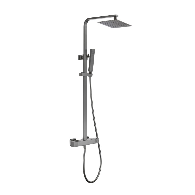 Gun Metal Thermostatic Bar Mixer Shower Set with Slide Rail Kit & Hand Shower - Zana