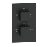 Black 2 Outlet Concealed Thermostatic Shower Valve with Dual Control - Zana Black 2 Outlet Concealed Thermostatic Shower Valve with Dual Control - Zana