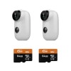 electriQ 1080p Full HD Wireless Battery Cameras with Mounts &amp; 64GB SD Cards - 2 Pack