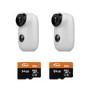 electriQ 1080p Full HD Wireless Battery Cameras with Mounts & 64GB SD Cards - 2 Pack