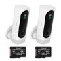 electriQ 720p HD Wireless Battery Cameras with Mounts & 64GB SD Cards - 2 Pack