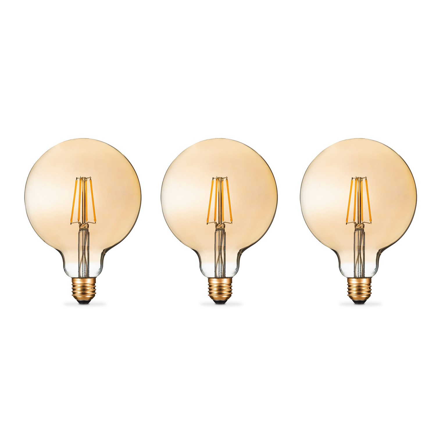 electriQ Smart Filament Bulb Large Round E27 Amber 5w - 3 Pack