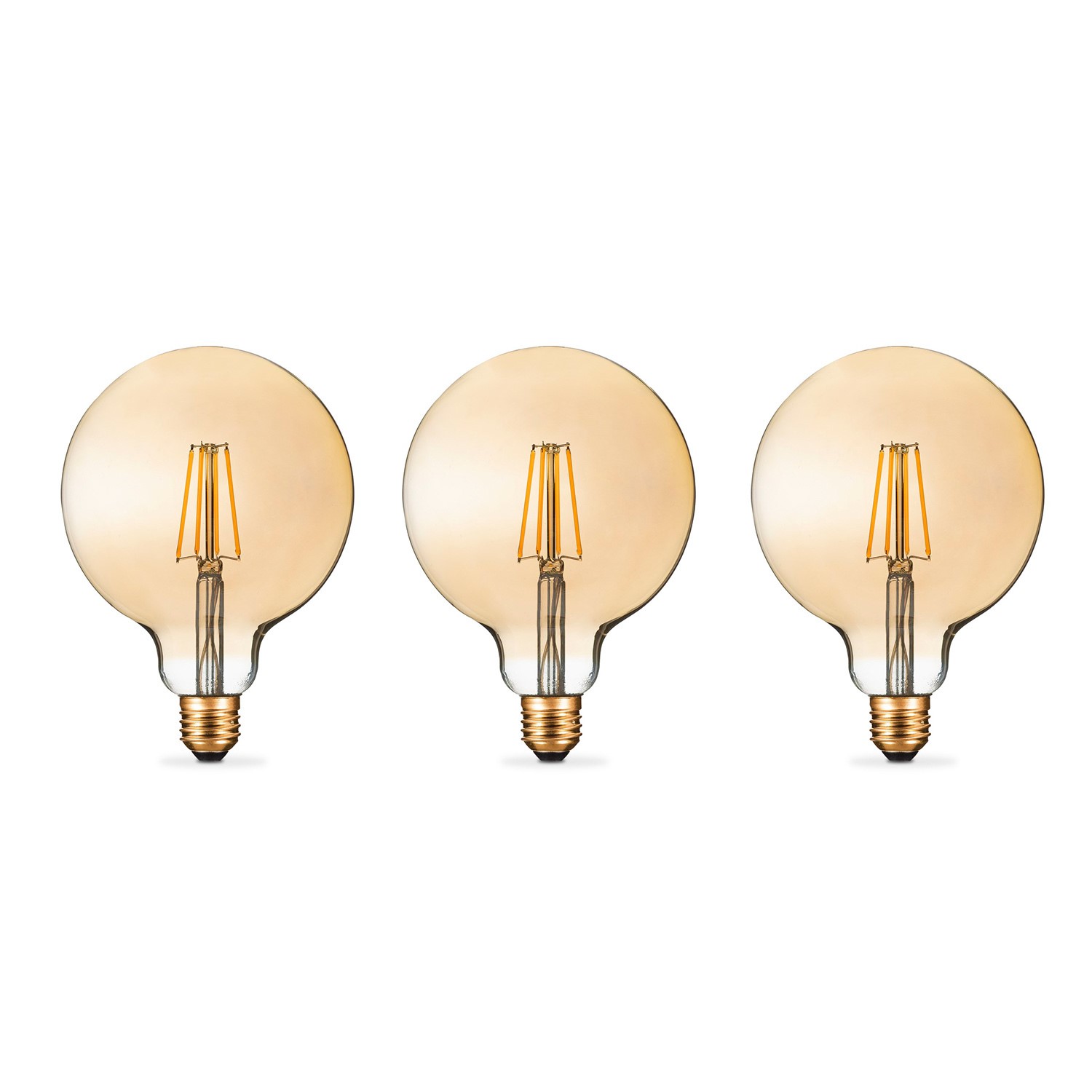 electriQ Smart Filament Bulb Large Round E27 Amber 5w - 3 Pack