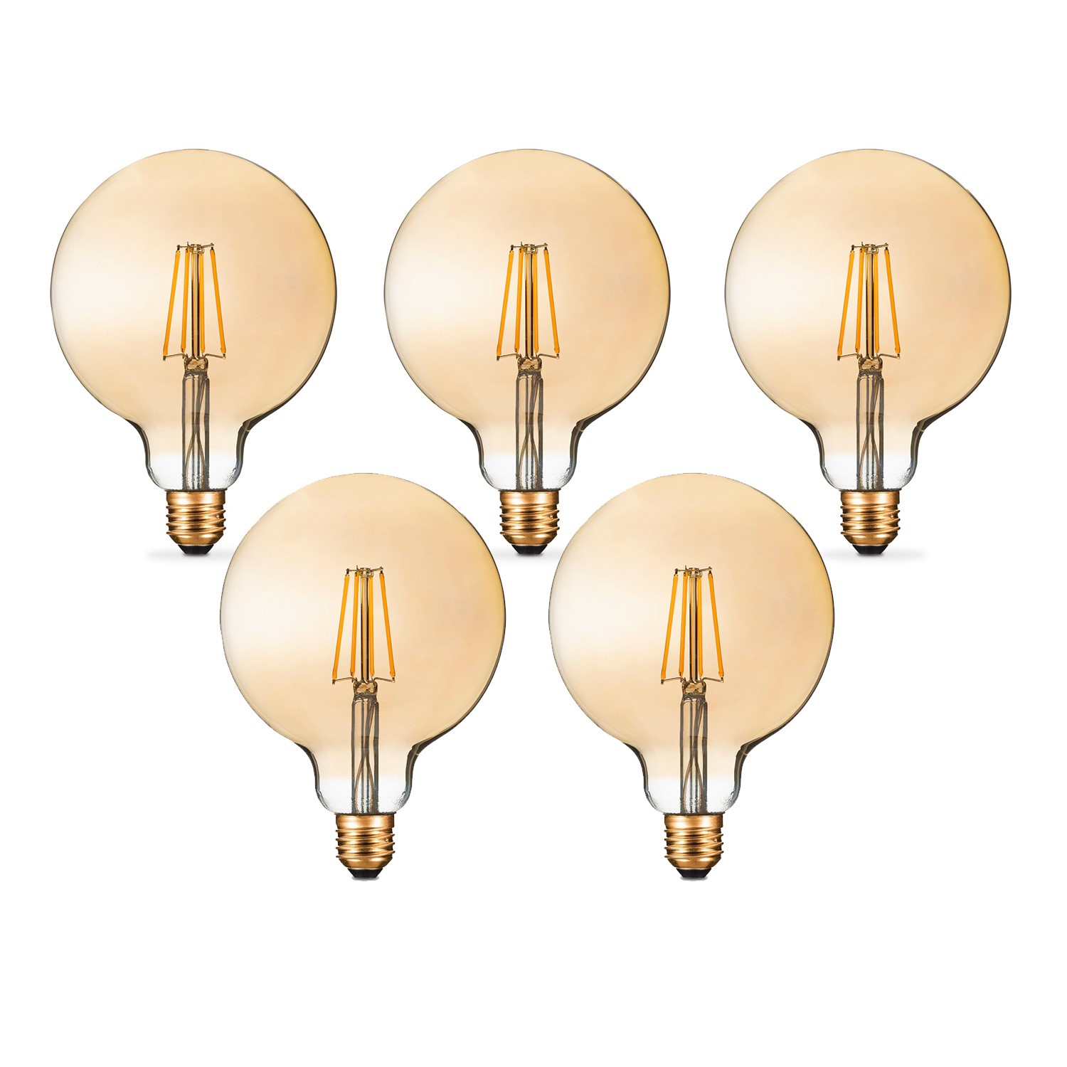 electriQ Smart Filament Bulb Large Round E27 Amber 5w - 5 Pack