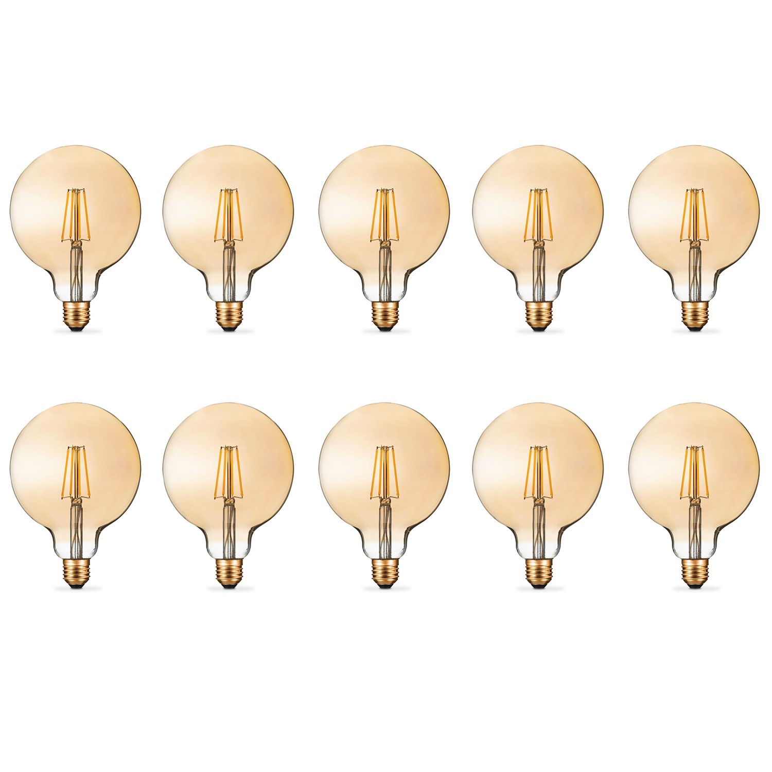 electriQ Smart Filament Bulb Large Round E27 Amber 5w - 10 Pack